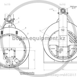Чертеж котла КВ 1000 на дровах. Вид 2