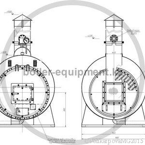 Чертеж котла КВ 700 на дровах. Вид 2