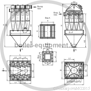 Чертеж циклона ЦН-15-500-8CП