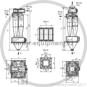 Чертеж циклона ЦН-15-600-4CП