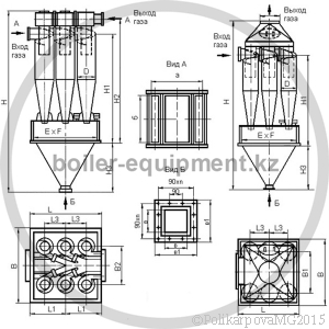 Чертеж циклона ЦН-15-600-6CП