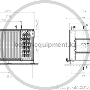 Чертеж газового котла 1 МВт вид 2