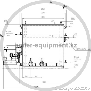 Чертеж газового котла 1,5 МВт вид 2