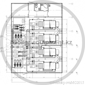 Чертеж модульной котельной 5 МВт расположение оборудования на 0 отметке