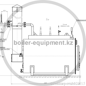 Чертеж твердотопливного парогенератора 300 кг вид сбоку