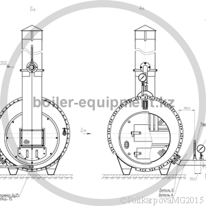 Чертеж твердотопливного парогенератора 300 кг фронт котла