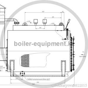 Чертеж твердотопливного парогенератора 500 кг вид сбоку